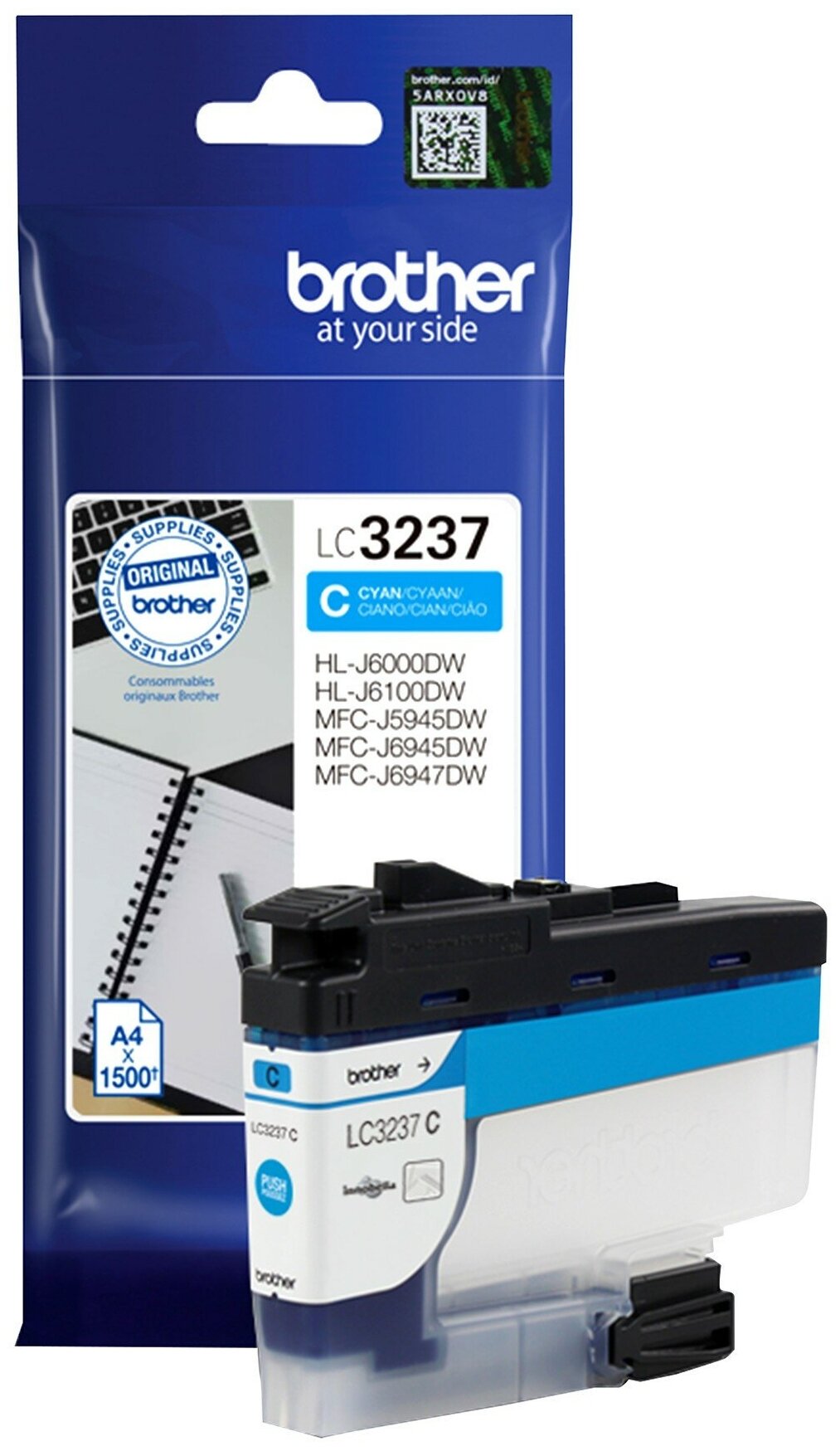 Brother Струйный картридж голубой 1500 стр. для HLJ6000DW, MFCJ5945DW, MFCJ6945DW LC3237C