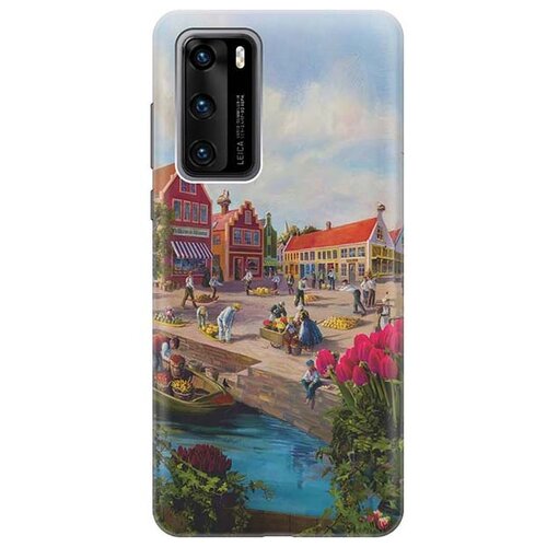 Чехол - накладка ArtColor для Huawei P40 с принтом Старинный Амстердам чехол накладка artcolor для huawei p smart 2021 с принтом старинный амстердам