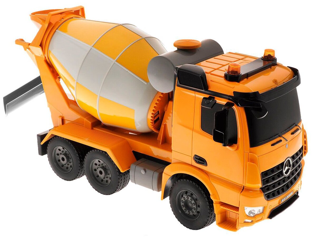 Бетономешалка Mercedez-Benz 1:20 на РУ (свет,звук) в коробке вращение цистерны E528-003 Double Egle - фото №3