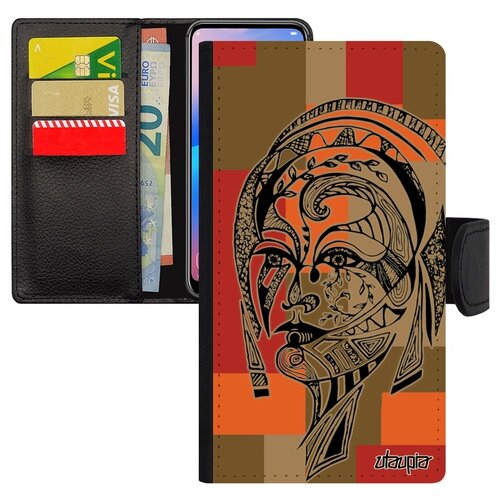 фото Чехол-книжка на телефон apple iphone 8 plus, "портрет женщины" трибал цветок utaupia