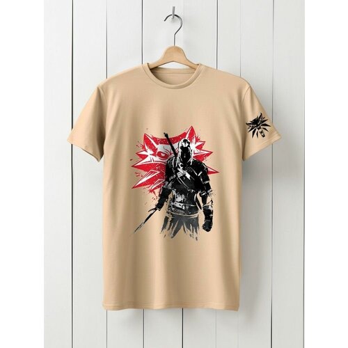 фото Футболка твоя футболка!, хлопок, принт сюжетный, размер l, бежевый