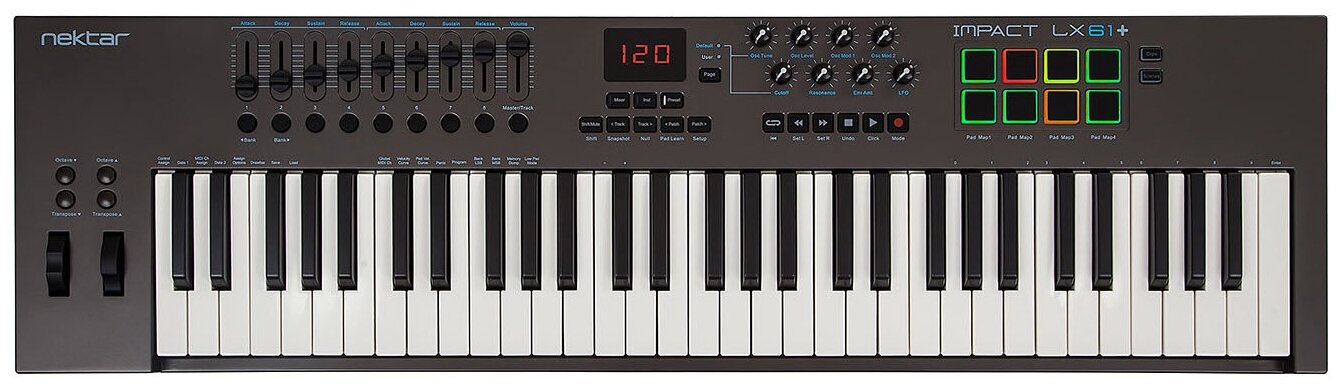 Nektar Impact LX 61+ USB MIDI клавиатура, 61 клавиша, совместимо с Mac/PC/iPad/ПО Bitwig 8-Tra