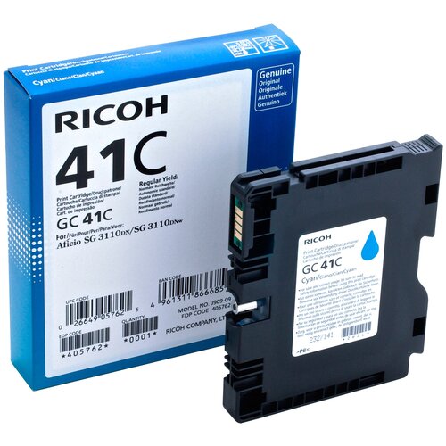 Картридж Ricoh GC 41C, 2200 стр, голубой