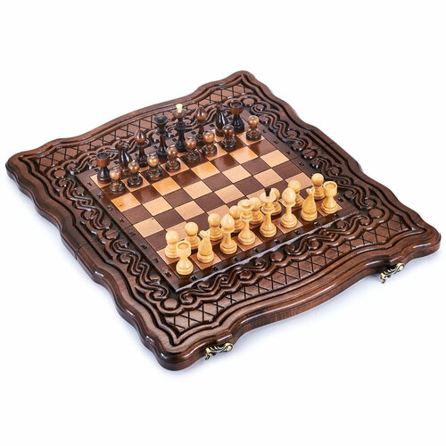Шахматы + нарды резные Бриз 40, Harutyunyan шахматы резные ручной работы матросы