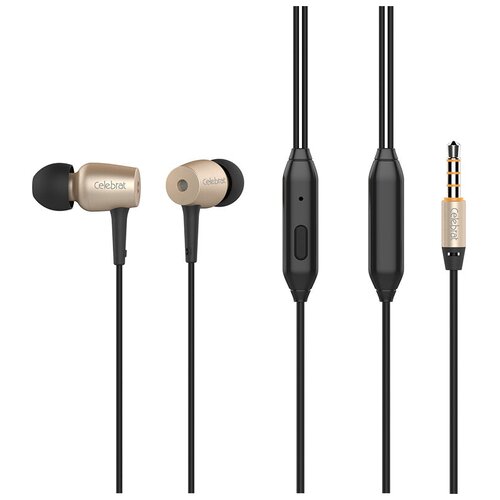 Наушники внутриканальные с микрофоном Celebrat G1,черные 3.5mm Audio Pin, 1,2m