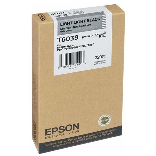 Картридж Epson C13T603900, 1200 стр, светло-серый