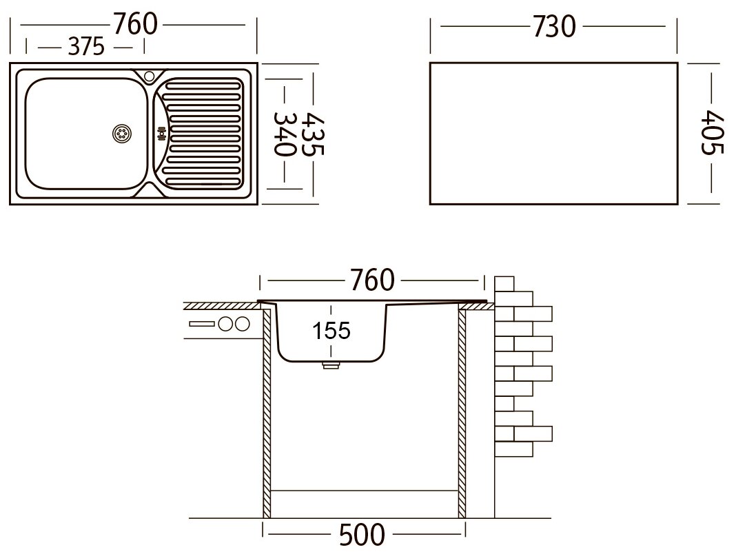 Кухонная мойка Ukinox Classica CLM760.435 -GW6K 2L