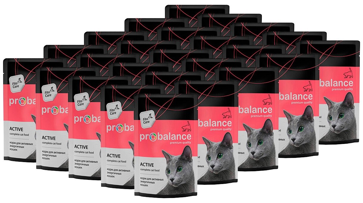 Упаковка 25 шт. по 85 гр. Консервированный корм для активных кошек Probalance Active - фотография № 1