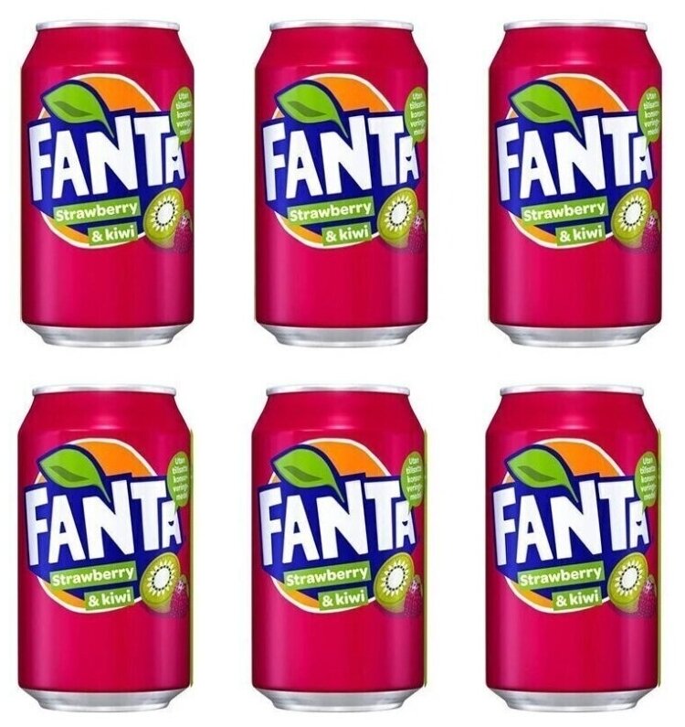 Газированный напиток Fanta Strawberry & Kiwi со вкусом клубники и киви (Германия), 330 мл (6 шт)