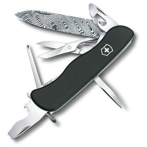 victorinox нож швейцарский многофункциональный складной victorinox outrider 14 функций длина клинка 8 6 см 0 8513 3v Нож многофункциональный VICTORINOX Outrider Damast limited edition 2017 (0.8501.J17) черный