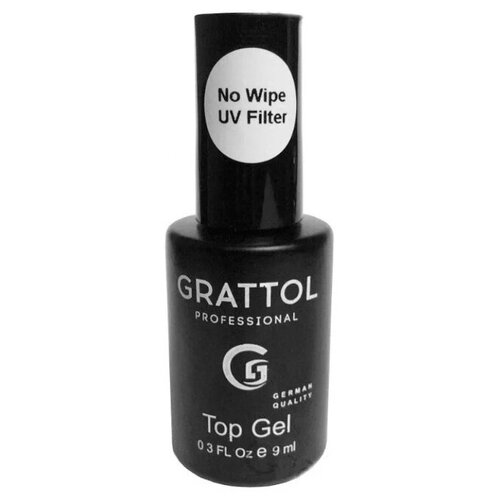 Grattol Верхнее покрытие No Wipe Top Gel UV Filter, бесцветный, 9 мл, 9 г adricoco верхнее покрытие top gel polish wipe off бесцветный 8 мл 40 г