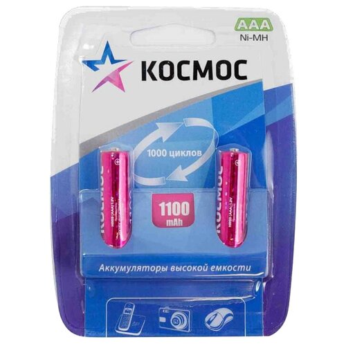 фото Аккумулятор ni-mh 1100 ма·ч космос r03nimh 1100mah, 2 шт.