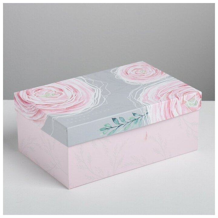 Коробка прямоугольная "Цветы" 28 х 18,8 х 11,5 см Подарочная упаковка - фото №2