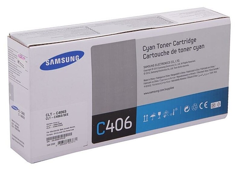 Картридж Samsung CLT-C406S, 1000 стр, голубой