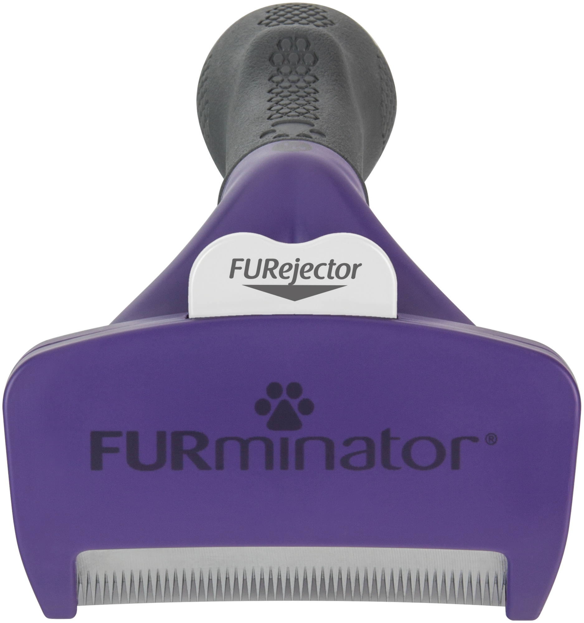 Щетка-триммер FURminator M/L для больших кошек короткошерстных пород, фиолетовый/серый - фотография № 3