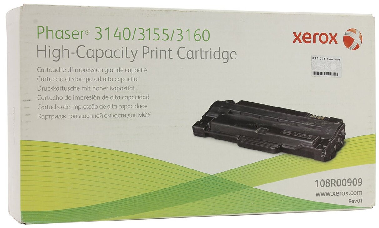 Тонер-картридж XEROX 108R00909 черный увеличенный для Phaser 3140/55/60