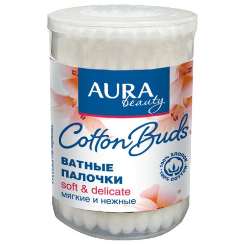 Ватные палочки Aura Beauty Cotton buds, белый, 100 шт., банка ватные палочки aura beauty cotton buds 100 шт