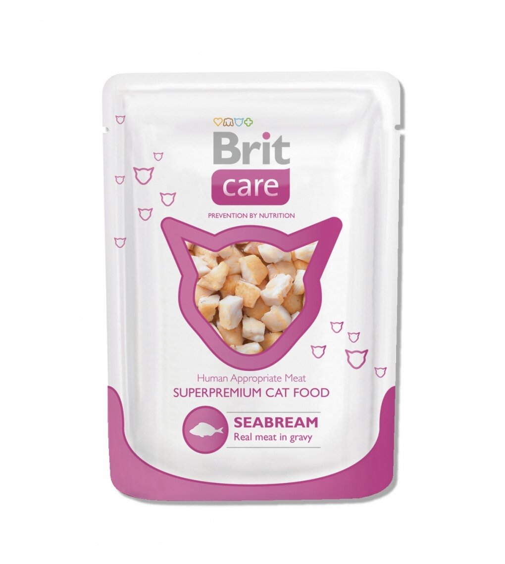 Влажный корм для кошек Brit Care, с морским лещом 2 шт. х 80 г (мини-филе) паучи