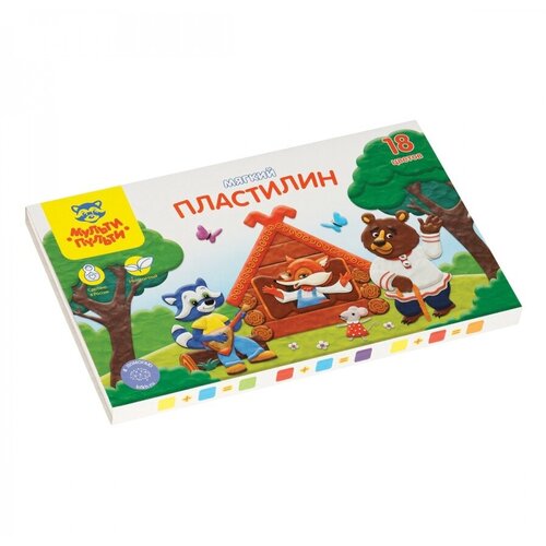 Пластилин 18 цветов Мульти-Пульти Енот в сказке, 216г, со стеком, картон (МП_41713), 12 уп.