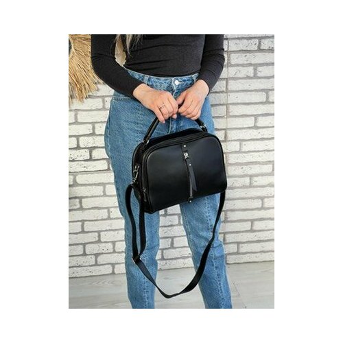 Сумка BARBARIS повседневная, экокожа, внутренний карман, черный