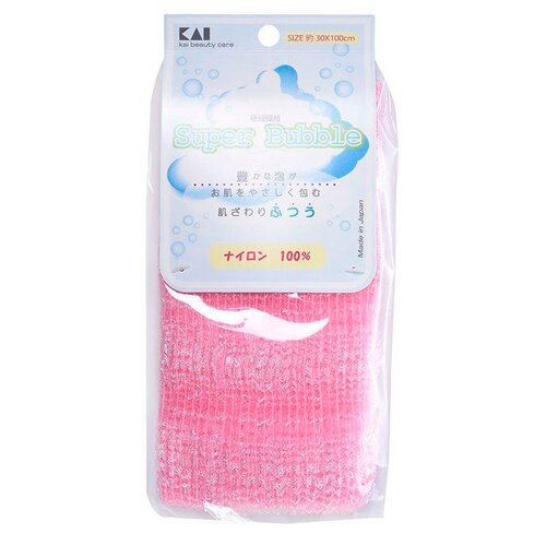 мочалка для тела средней жесткости nylon towel medium body KAI Мочалка Super Bubble, 1 шт. нежно-розовый 1