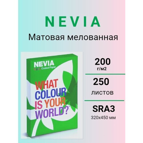 Бумага мeлованная NEVIA мат. бел.200 г/м2, 320x450 мм (SRA3) 250л бумага мeлованная nevia мат бел 170 г м2 320x450 мм sra3 250л