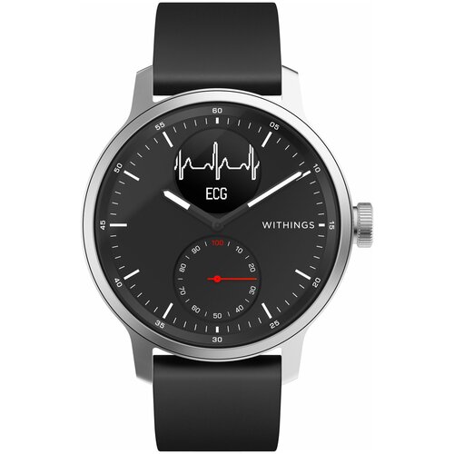 Умные часы Withings ScanWatch 42мм with silicone band, black/silver/black