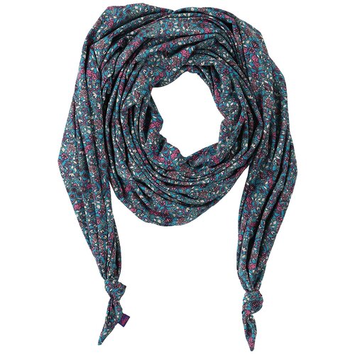 фото Шарф женский весенний, разноцветный, двойной шарф-долька оланж ассорти с узелками серия сингапур из вискозы (бирюз.)