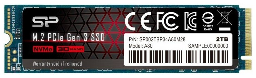 SSD M.2 накопитель Silicon Power 2.0TB A80 (SP002TBP34A80M28)