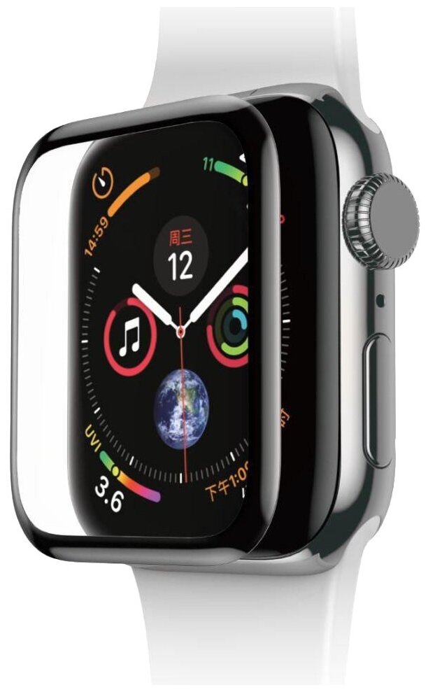 Защитное стекло для Apple Watch 4/5 COTEetCI 4D Steel Film Full Glue Glass 44 мм. (черный)