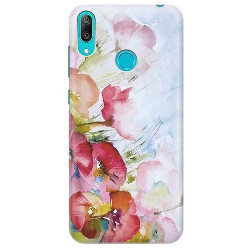 фото Ультратонкий силиконовый чехол-накладка для huawei y7 (2019) с принтом "акварельные цветы" gosso