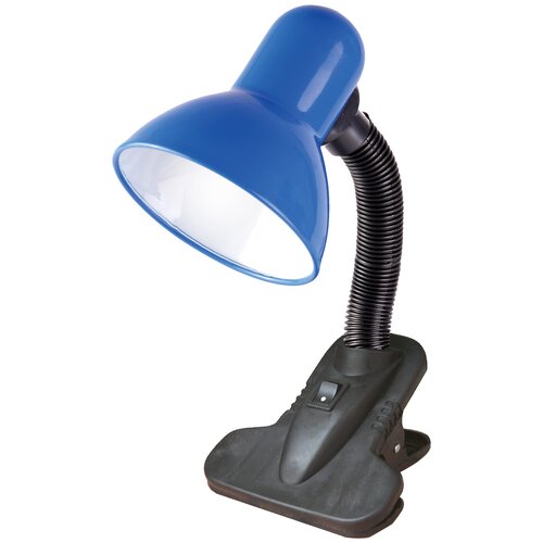 фото Лампа офисная uniel tli-206 blue, e27, 60 вт, цвет арматуры: черный, цвет плафона/абажура: синий