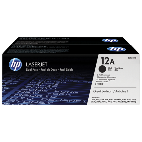 HP Q2612AD, 2000 стр, черный 3 шт тонер hp lj 1022 банка 110г булат q2612a lj 1010 1012 1015 1018 1020 1022 3015 3020 3030 3050 3052 3055 m1005