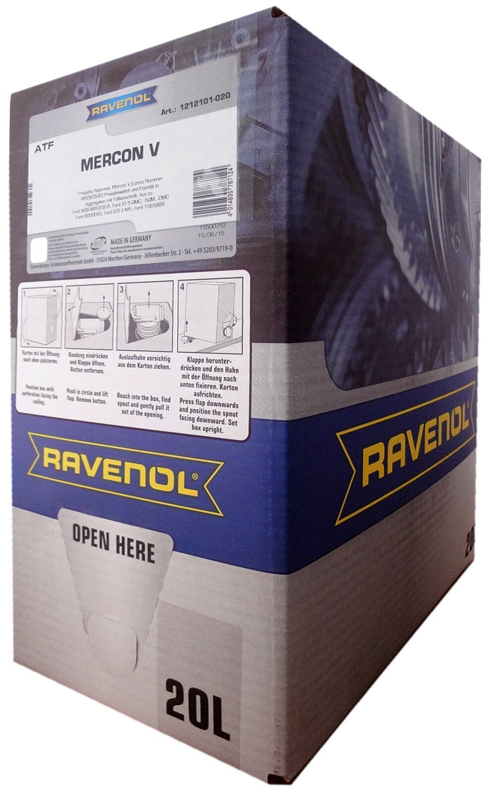 Трансмиссионное масло Ravenol atf mercon v (20л) ecobox 4014835787124