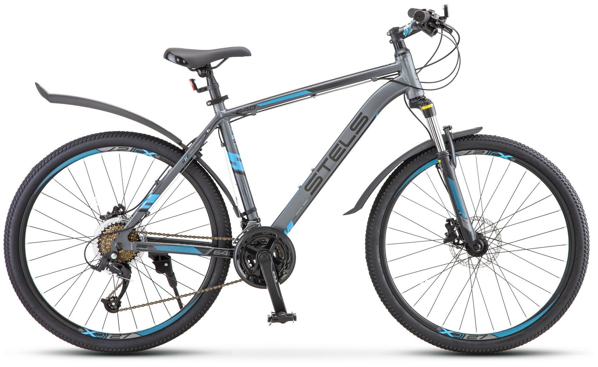 Горный (MTB) велосипед STELS Navigator 640 D 26 V010 (2019) серый/синий 17" (требует финальной сборки)