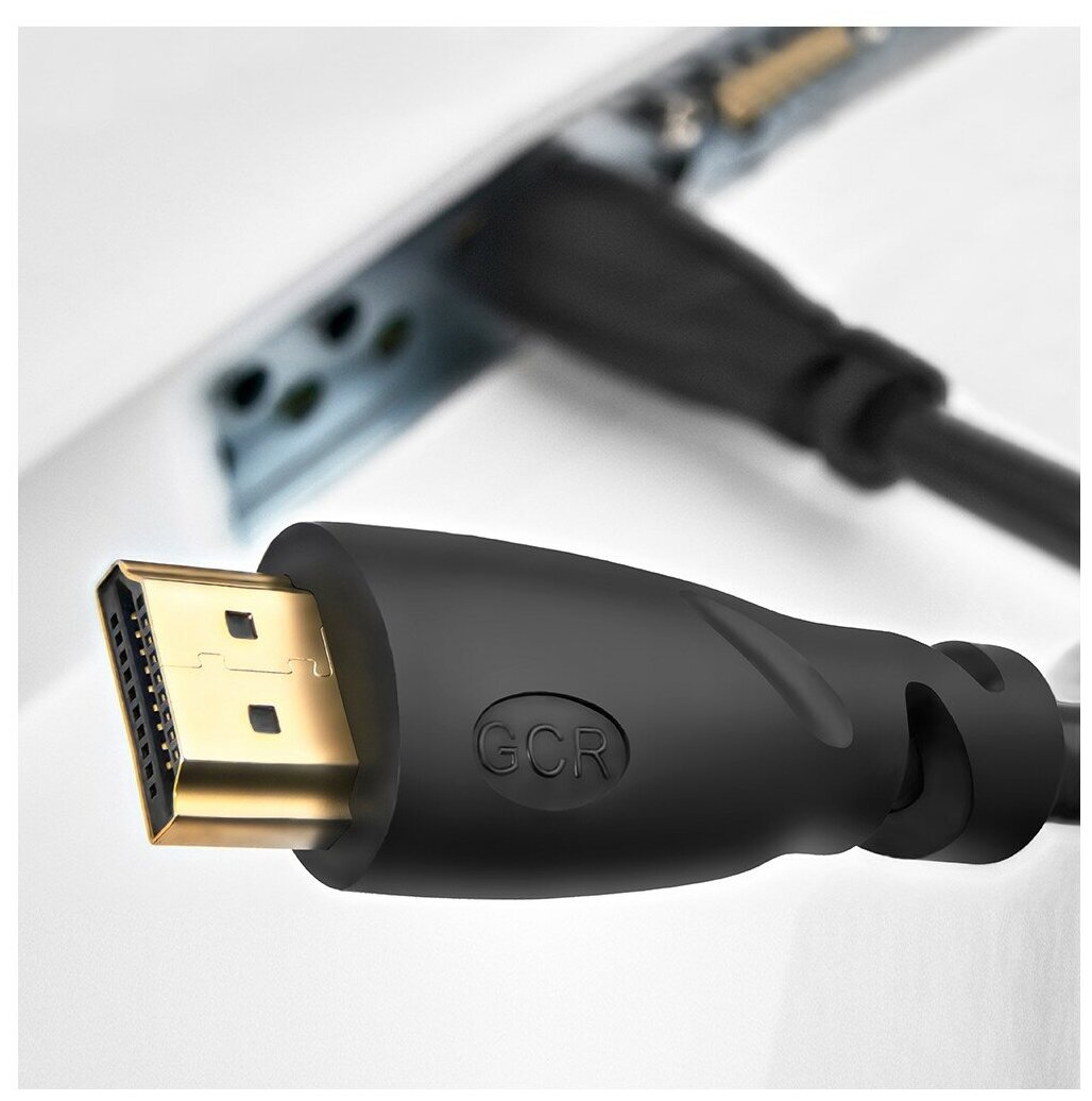 Greenconnect Кабель 5.0m HDMI версия 2.0, HDR 4:2:2, Ultra HD, 4K 60 fps 60Hz/5K*30Hz, 3D, AUDIO, 18.0 Гбит/с, 28/28 AWG, OD7.3mm, тройной экран, черный, красные коннекторы, GCR-HM351-5.0m Greenconnec - фото №2
