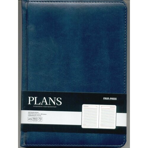 Ежедневник недатированный А5 кожзам линейка 320 страниц TouchSkin синий (36313)