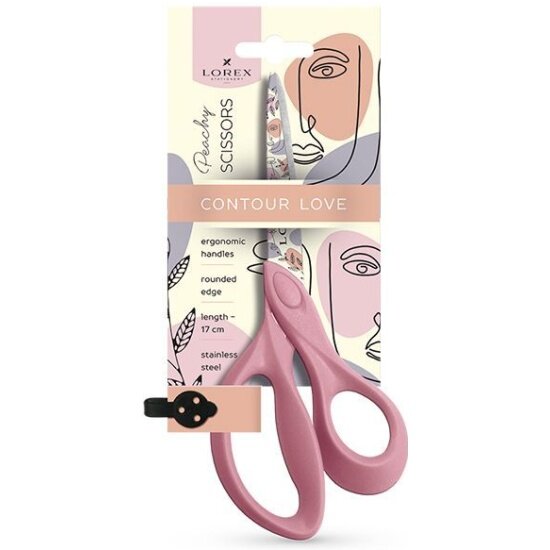 Ножницы Lorex PEACHY CONTOUR LOVE 170 мм роз эргоном ручки пластиковые с принтом на лезвиях