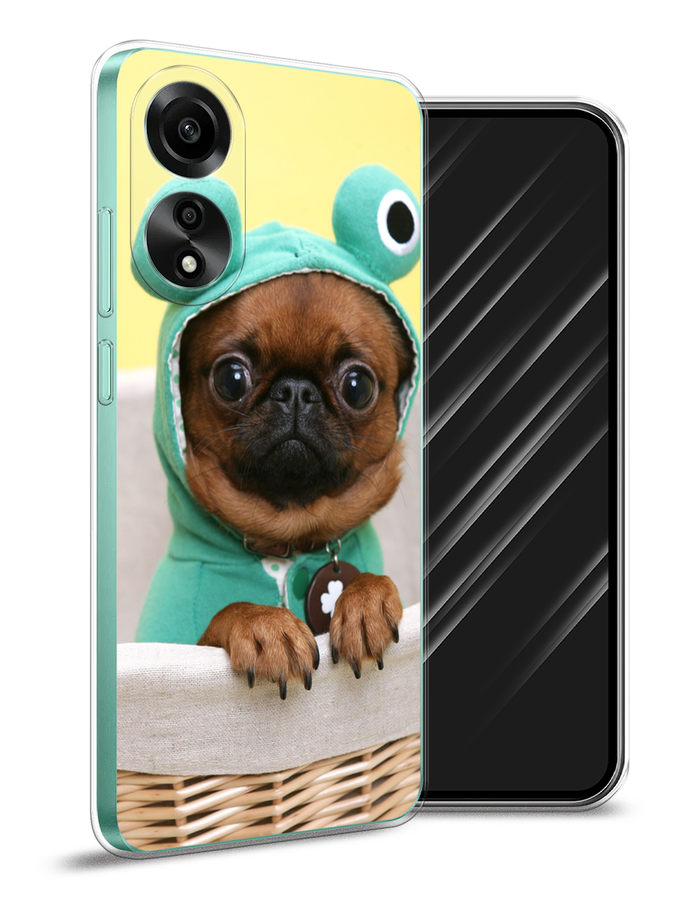 Силиконовый чехол на Oppo A78 4G / Оппо A78 4G "Собачка в шапке лягушки"