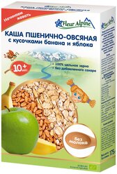 Каша Fleur Alpine безмолочная пшенично-овсяная с кусочками банана и яблока, с 10 месяцев, 175 г