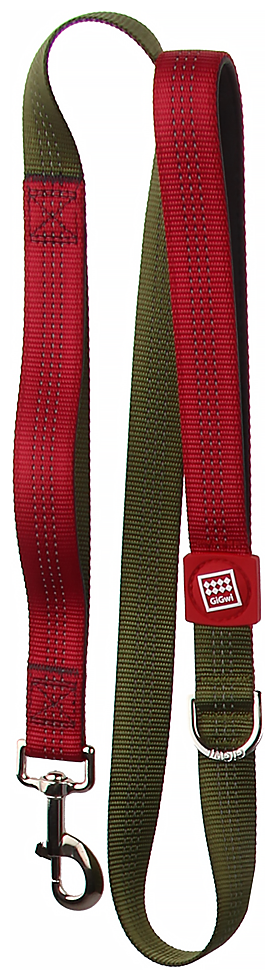 Поводок для собак GiGwi Classic Line XL зеленый/красный 1.2 м 25 мм
