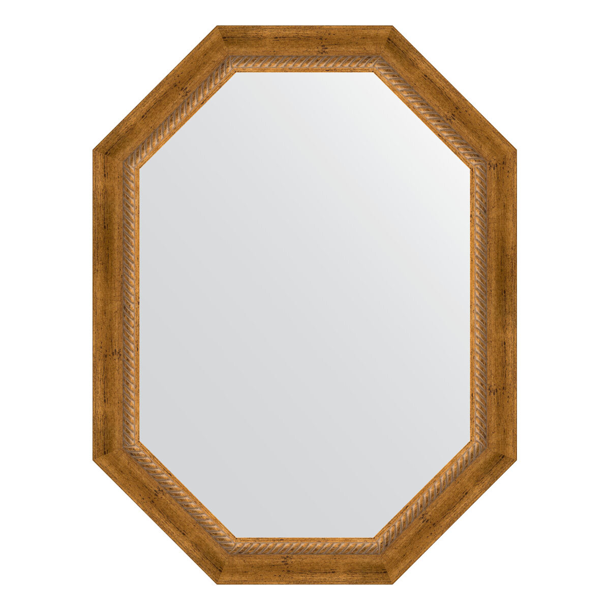 Зеркало настенное Polygon EVOFORM в багетной раме состаренная бронза с плетением, 63х83 см, для гостиной, прихожей, спальни и ванной комнаты, BY 7115