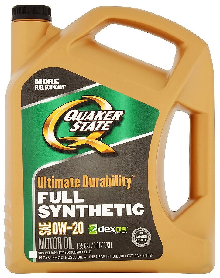 Синтетическое моторное масло Quaker State Ultimate Durability 0W-20 Full Synthetic, 4.73 л