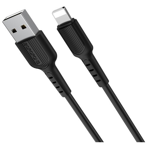 Кабель Borofone USB - Lightning (BX16), 1 м, 1 шт., черный кабель usb apple lightning borofone bx23 wide белый