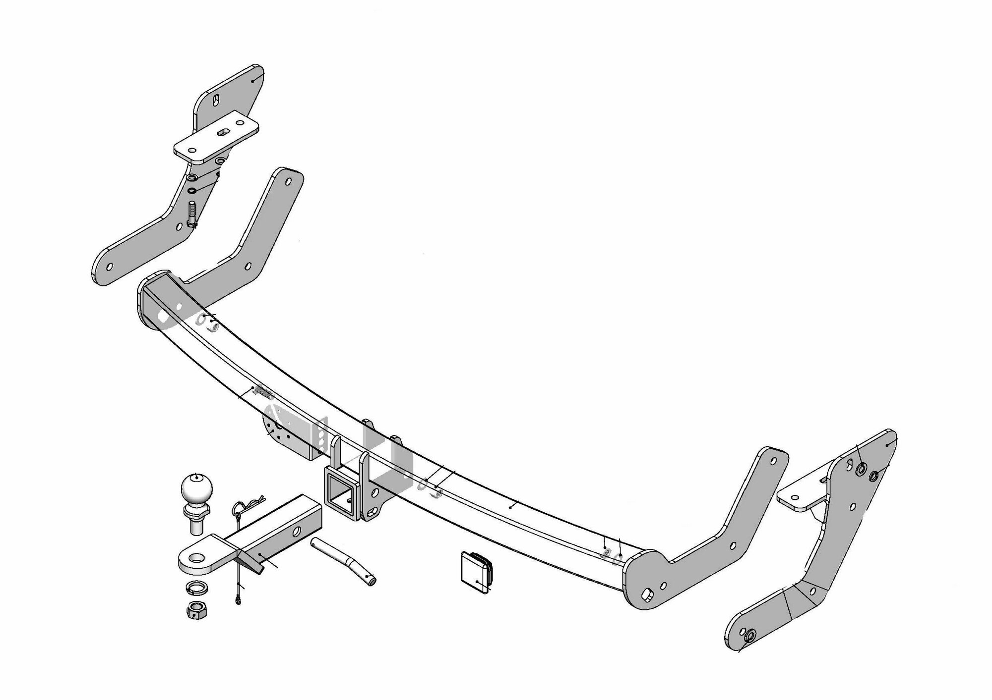 Фаркоп под квадрат H205-E Лидер плюс HYUNDAI SANTA FE CLASSIC (SM) (тагаз) 2001-2012 (без электрики)