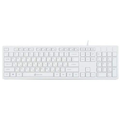 Клавиатура OKLICK 500M White USB белый, русская клавиатура оклик 500m белый usb slim multimedia