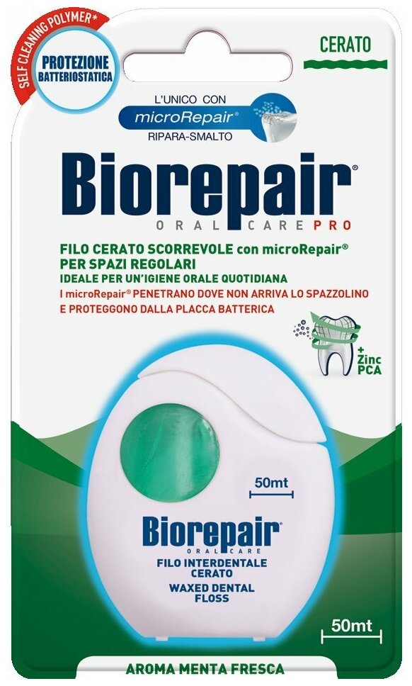 Biorepair Зубная нить с воском комплексная защита Waxed Floss, 50м (Biorepair, ) - фото №1