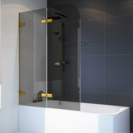 Шторка на ванну GWMPTRPL862B-66 70x160 см, профиль золотой гальванический, цвет стекла графитовый, стекло закаленное 6 мм