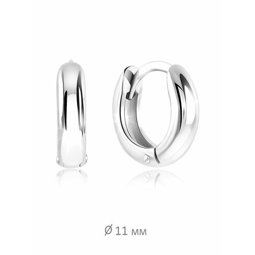 Серьги конго VALTERA, серебро, 925 проба, родирование, размер/диаметр 9 мм, серебряный кольцо из серебра valtera 96991