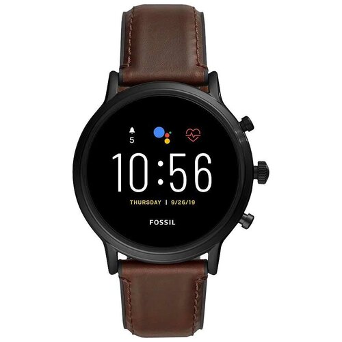 Умные часы FOSSIL Gen 5 Smartwatch The Carlyle HR (leather) Wi-Fi NFC, темно-коричневый/черный